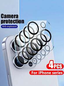 4 Stücke Kamera Linsen Schutz kompatibel mit iPhone 16/15/14/13/12/11 Serie - Pro/Pro Max/Plus/Mini, HD klar, gehärtetes Glas geeignet für täglichen Schutz, Büro, Zuhause Linsen Schutz Handykamera Abdeckung