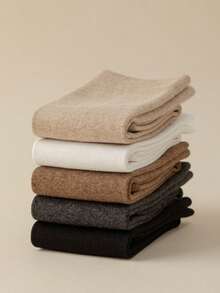 5 pares de calcetines hasta la rodilla para otoño e invierno. Estilo japonés, suaves y transpirables. Tejido de punto suave. Adecuado para Navidad, cumpleaños, Acción de Gracias, reuniones familiares y fiestas. Un regalo de Navidad para amigos.