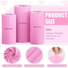Cylinder Covers Set Of 3 Spandex Cylinder Pedestal Stand Covers Red Cylinder Cover Round Pedestal Cylinder Covers Multicolor Pedestal Cover For Wedding Party Ceremony DecorationKF - 粉色 - 查看 3