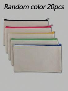 25个混色大容量空白帆布拉链包，化妆包/铅笔盒，大容量铅笔盒，学生文具包，桌面考试文具收纳包，Tralalero Tralala公仔，意大利Brainrot蛋糕装饰，生日装饰 - 白色 - 查看 16