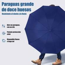 Paraguas Sombrilla Protección Uv Automático Con 12 Varillas - Azul - Ver 9