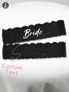 1pc Women's Sexy Lace Accessory, Customized Black Leg Binding Decorative Leg Garter, Customized Text Body Decorative Waist Belt Accessory, Fun Binding Adult Game Leg Decor Accessory, Party/Valentine's Day Gift (For Girlfriend/Boyfriend) - Black - View 1