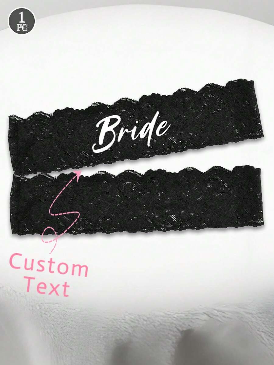 1pc Women's Sexy Lace Accessory, Customized Black Leg Binding Decorative Leg Garter, Customized Text Body Decorative Waist Belt Accessory, Fun Binding Adult Game Leg Decor Accessory, Party/Valentine's Day Gift (For Girlfriend/Boyfriend) - Black - View 1