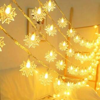 OBOVAY 1pc Plastic Multi-Star String Lights, LED Lights, Length Options 1.5m/3m, Christmas Holiday Decor Lights, Fairy Lights, Party/Camping/Indoor Outdoor Props (Batteries Not Included)
