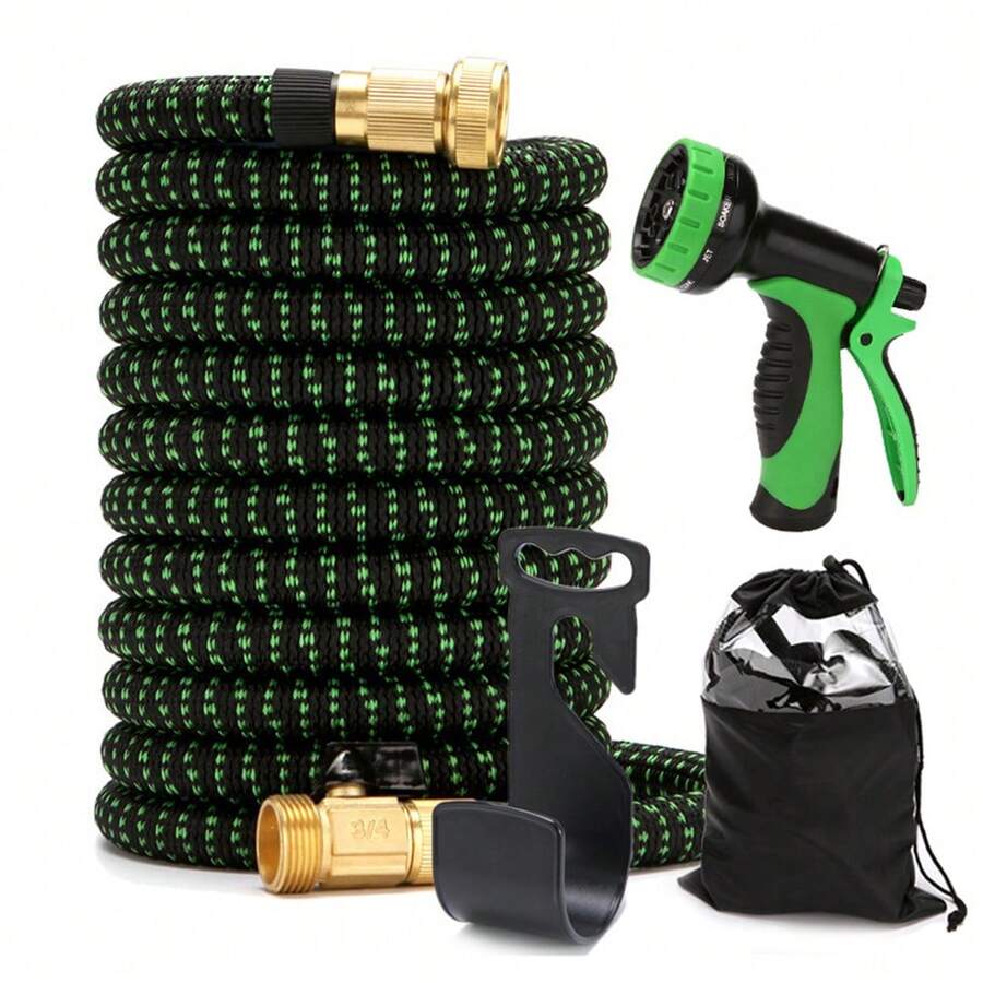 25-100 FT Garden Expandable Hoses - New Upgrated 2025 Flexible Water Hose - Kink-Less Car Wash Pipes With Solid Brass Connector, Leakproof Lightweight Expanding Hoses For Yard,Pet - 綠色 - 查看 1