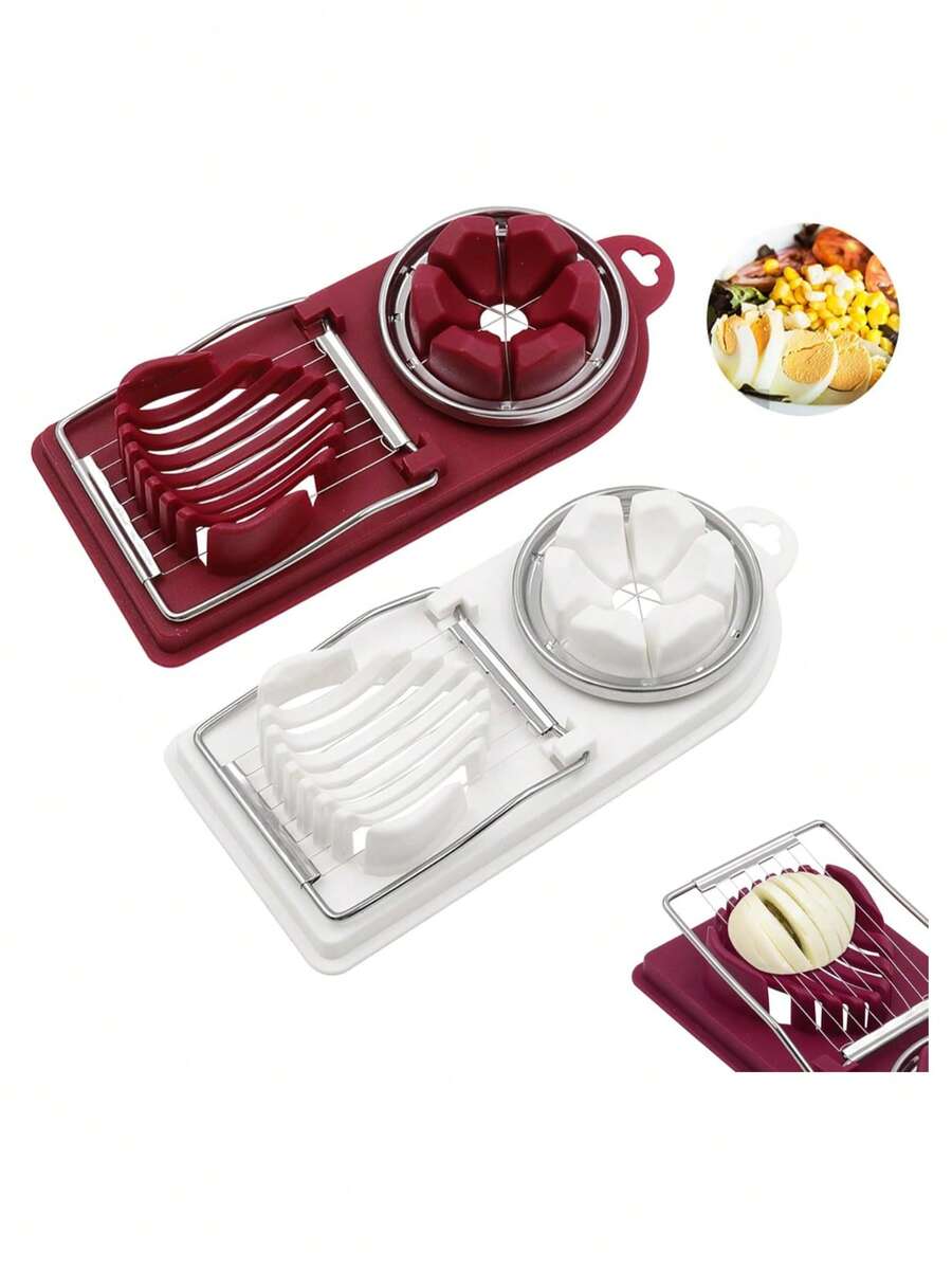 1pc 2-In-1 Egg Slicer, Household Egg Cutter, Multi-Function Pickled Egg Peeler, Egg Divider, Versatile Kitchen Tool