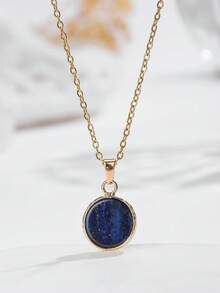 1pc/ Natural Round Multi-Color Pendant, Fashionable And Simple, Adjustable Size Necklace, A Gift For Friends At Festival Gatherings