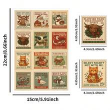 60 pièces/5 feuilles Autocollants de Noël thème animal amusant avec citation humoristique, décalcomanies autocollantes pour ordinateurs portables, cartes, scrapbooking, décorations de fête, emballages cadeaux de Noël