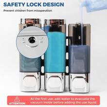 Shampoo And Conditioner Dispenser, Shower Dispenser 3 Chamber No Drill Shampoo Dispenser For Shower Wall Mounted Shower Soap Dispenser For Bathroom Hotel, 3*300ML - 銀色 - 查看 2