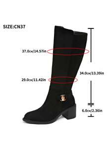 2025 Autumn/Winter New Retro Over-The-Knee High Shaft Riding Boots For Women, Thick Heel Long Boots With Belt Buckle, Western Cowboy Boots