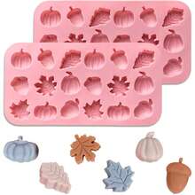 1pc Autumn Silicone Chocolate Mold, 3D Stereoscopic Design With Maple Leaf, Acorn And Pumpkin Patterns, 36 Cavities, Suitable For Thanksgiving, Harvest Theme Candies, Puddings, Jellies - Multicolor - View 7