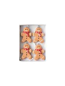 4 piezas de adornos colgantes de resina con diseños de hombrecillo de jengibre y árbol de Navidad, decoraciones de árbol de Navidad con bastón de caramelo para fiestas navideñas en interiores, regalos y decoraciones