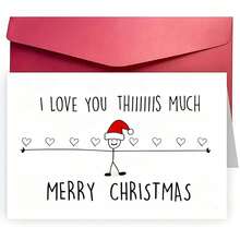 1pc Funny Love Card, Valentine's Day Card, Christmas Card, Gift, Birthday Card, "I Love You This Much", "Merry Christmas", Small Business Supplies, Thank You Card, Gift, Express Love, Suitable For Friends, Husband, Boyfriend, Wife, Girlfriend, Family, Siblings, Parents, Partner, Colleagues, Classmates, Loved Ones, Father, Mother, Suitable For All Occasions, Christmas Gift - Multicolor - View 4