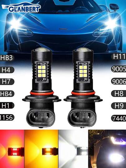 GLANBERT 1 pieza Luz antiniebla Canbus H11 9005 9006 H1 3030 21SMD LED DRL Luz de circulación diurna 1156 1157 Bombilla de giro H4 H7 Faros LED