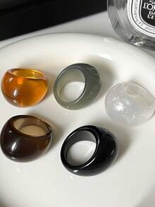 1 buc Inel Retro din Rășină pentru Femei, Inel Asimetric Solid Transparent Multicolor cu Gradient, Inel Personalizat Exagerat Elegant Asimetric Geometric Negru Alb Maro Culoare Mov, Potrivit pentru Purtare Zilnică, Adunări, Întâlniri, Petreceri, Un Inel Cadou Minunat pentru Femei de Sărbători, Aniversări