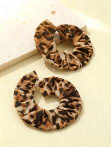 2pcs Fashionable Exaggerated Leopard Print & Geometric Hoop Earrings, Suitable For All Occasions, Great Gift Choice