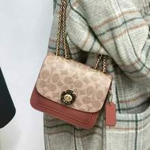 Coach Madison 16 Camellia Twist-Lock Signature Logo Colore a blocchi Mini Tote Spalla Borsa a Tracolla C0829-B4NQ4