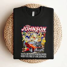 180g pure Cotton BIG JOHNSON t shirt, hot shirt all size, new shirt, new, j40943 Casual streetwear Summer Top For Everyday Wear Women Top Graphic Tees Print Round Neck Short Sleeve designer clothes Comfortable Stretched Unisex fashion Breathable graphic female women - Negro - Ver 3
