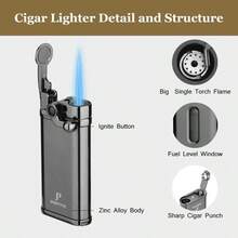 Torch Lighter Gift Set Windproof Single Torch Jet Metal Lighters Refillable Butane Gas Lighter And Cutter Packing With Nice Gift Box - Conjunto PT235 - Ver 7