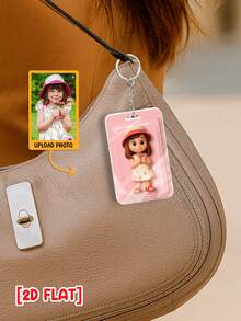 Catygift Custom 2D Flat Keychain, Personalized AI-Rendered Photo Keychain, Unique Gift For Daughter, Family Keepsake, Photo Upload Customization