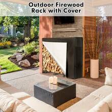 Outdoor Dust-Proof And Sun-Proof Wooden Frame Cover With Weather-Resistant Fabric Cover - Large-Capacity Indoor/Outdoor Solid Wood Frame Cover, Sturdy Open Air Flow Design And Storage Rack, Durable PVC Material,Cover Only,Log Rack Not Included, Suitable For Courtyard, Garden, Fireplace Organization (Black) Frame Canopy