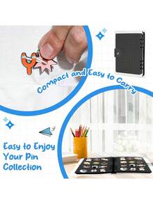 1pc Pin Collection Display Book - Portable Pin Storage Book, 8 Pages 350 Holes Storage Display Book, Portable Felt Storage Book, With Holes, Storage Solution, Jewelry Roll. - Multicolor - View 3