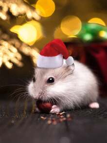 1pc/2pcs Cute Pet Hats, Hamster Hat, Lizard Hat, Snake Hat, Parrot Hat, Frog Hat, Mouse, Little Red Riding Hood, Funny Pet Headwear, Valentine''s Day Red Hat - Multicolor - View 4