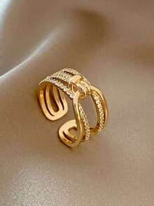 1pc Simple Fashionable Micro Inlaid Zirconia Ring 5ICZ - Silver - View 4