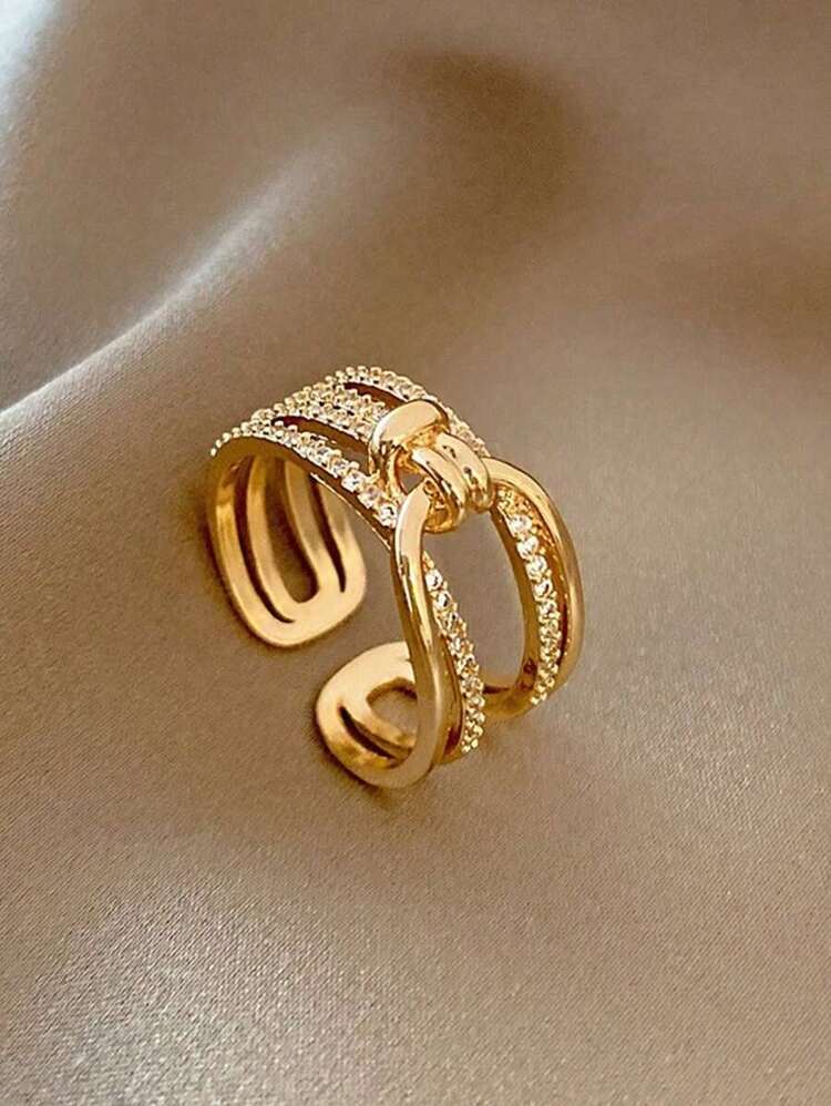 1pc Simple Fashionable Micro Inlaid Zirconia Ring 5ICZ - Bạc - Xem 4