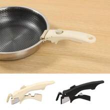 2 piezas de mango extraíble antideslizante mango universal para cacerola y olla mango extraíble ollas y sartenes antiadherentes agarre de repuesto adecuado para todos los utensilios de cocina - BlancoNegro - Ver 1