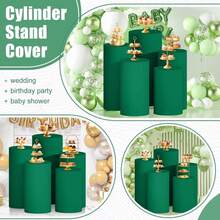 Cylinder Covers Set Of 3 Spandex Cylinder Pedestal Stand Covers Red Cylinder Cover Round Pedestal Cylinder Covers Multicolor Pedestal Cover For Wedding Party Ceremony DecorationKF - 綠色 - 查看 11