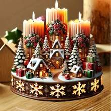 ديكور مركزي لعيد الميلاد بطراز عتيق من الأكريليك، ديكور مشهد عيد الميلاد على المكتب مع شموع، لافتة وحائط زخرفي متعدد الأغراض، مناسب للاستخدام المنزلي، رائع كهدية لعيد الميلاد والمناسبات