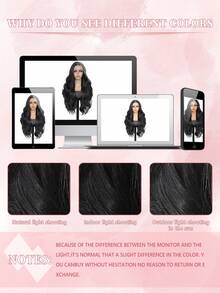 合成耐热 13x6 升级材质柔软丝绸模仿人发波浪发预拔发际线合成高清蕾丝前假发 24 英寸黑锈棕色勃艮第浅棕色合成头发每拔自然发际线日常用于女孩女性角色扮演自然合成柔软假发 - 黑色 - 查看 10