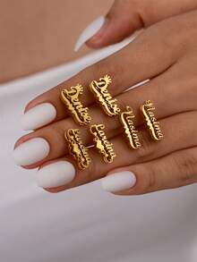 Personalized Natural Light Luxury Style Letter Earrings, Women's Custom Frosted Name Earrings, Elegant Stainless Steel Handmade Name Earrings, Birthday Jewelry, Party Gifts, Thanksgiving And Christmas Gifts, Mother's Day Gifts. - Gold Double Layer-style 1 - View 3