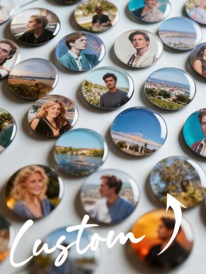 Customized Crystal Glass Fridge Magnets, Personalized Glass Photo Fridge Magnets - Round Customized Souvenir, Suitable For Weddings, Birthdays, Mother's Day - Durable, For Home, Office, Car And Storage Decor - Unique Gift Idea, Cute Fridge Magnets, Vibrant Magnet Design, Glossy Magnets