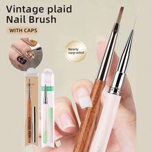 New Wholesale Design Long Grid Brush Long Line Brush Cleaning Polish Dust Acrylic Art Nail Brush Sets 3d Uv Gel French