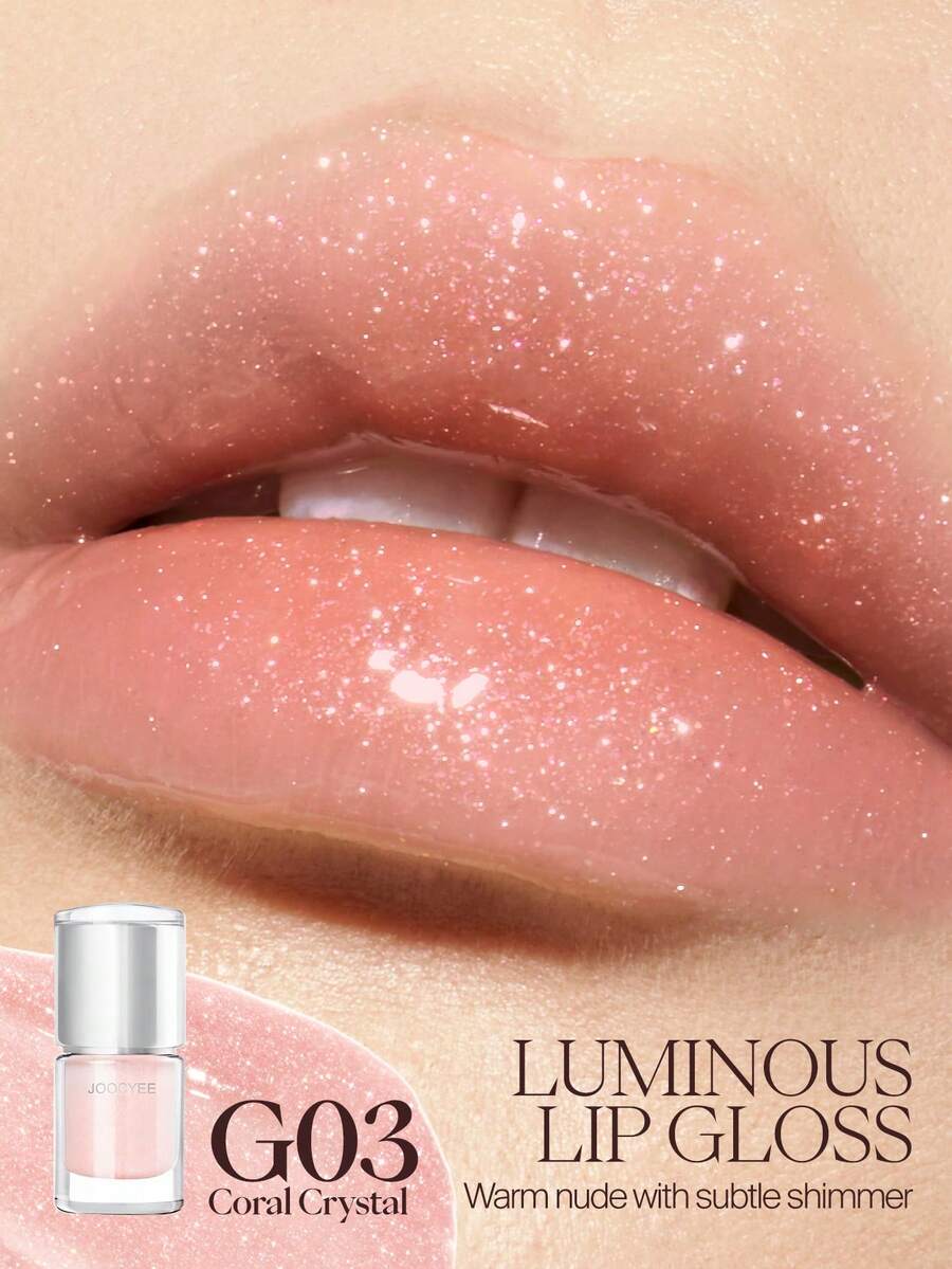 JOOCYEE Son bóng AURA Luminous Lip Gloss G03 Coral Crystal, dưỡng ẩm, bóng như gương, không bết dính, dưỡng ẩm - G03 San hô pha lê - Xem 1