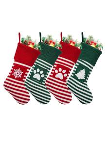 1pc Christmas Stockings Stripe Knitted Christmas Socks Xmas Gift Candy Bag Christmas Tree Fireplace Hanging Sock Winter Holiday Family Party Decorative Stocking Ornaments Home Decor Christmas Decorations Room Decor