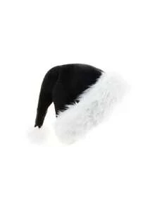 1 Pack Black Santa Claus Hat, Plush Thick Faux Fur Party Hat Suitable For Christmas Decoration Gifts, Hand Washable And Reusable, Feather-Free And Electricity-Free Christmas Hat