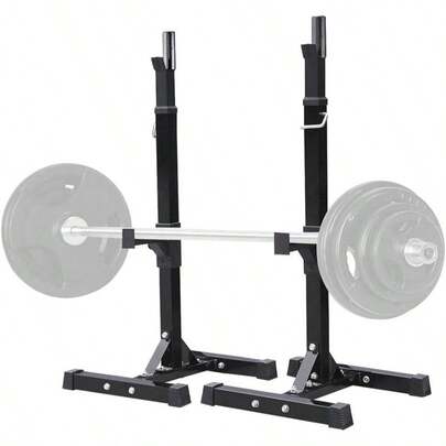 Heavy Duty Squat Stand Rack Height - Adjustable Barbell Racks Fitness Weight Lifting Racks Black