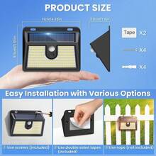 [6 Packs] Solar Motion Sensor Outdoor Lights, Super Bright Solar Lights Outdoor Waterproof, 3 Lighting Modes Security Wall Light For Outside Walking Dog Fence Backyard Deck Garden Door Step Garage