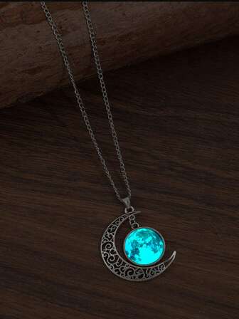 1pc Hollow Moon Moonlight Necklace, Suitable For Daily Wear