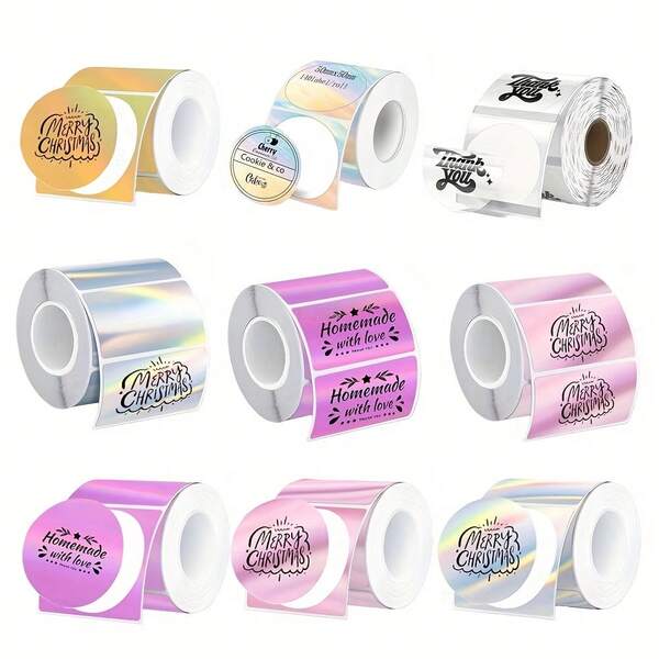 Multicolor Round Thermal Label Printer Paper, 50mm/2 Inch Circle Thermal Stickers Roll, Compatible With Phomemo M110/M221/M220/M120 And Other Portable Label Printers, Waterproof And Durable