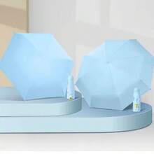 1 pièce Parapluie pliable compact et léger de 6 baleines, imperméable avec protection UV, convient pour la pluie et le soleil, manche en acier inoxydable