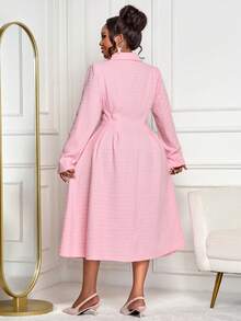 BIUBIU Women's Plus Size Elegant Office Commuting Tweed Pearl Button Decoration Apricot Waist Cinched Double Breasted Long Sleeved Suit Dress; Autumn Women's Clothing; Women's Office Attire; Women's Long Coat, Autumn And Winter Clothing/Fashionable Casual Home And Outdoor Clothing/Autumn Wedding Guest Dress/Business Casual Women/Women's Office Clothing/