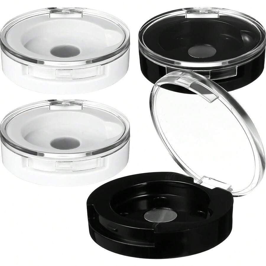 DOITOOL Empty Eyeshadow Holder :4 PCS Single Color Eyeshadow Boxes ,Magnetic Makeup Palette ,Refillable Cosmetic Containers , Subpackaging Organizer,Black2+White2