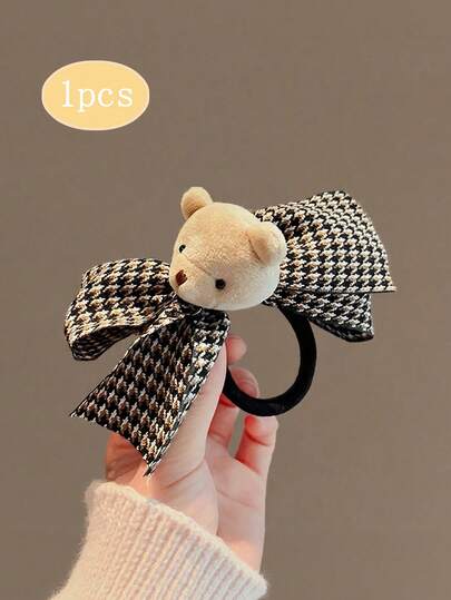 1个可爱女孩小熊发圈，适合女孩，日常休闲发饰