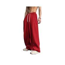 WZIKAI Men's Baggy Sweatpants Elastic Waist Drawstring Wide Leg Sweatpants Casual Loose Baggy Joggers With Pockets{"Size_name":"XX-Large","Color_name":"Red"} - 紅色 - 查看 1