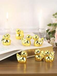 100/50/20/10/5/1 件迷你金鸭雕像金鸭小雕像微型花园景观娃娃屋蛋糕装饰盆栽植物 DIY 工艺饰品派对礼物动物雕像汽车仪表盘装饰生日礼物派对装饰礼品 - 金色 - 查看 3