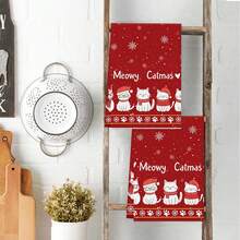 2 peças de panos de prato de Natal e Inverno, toalhas de mão macias e absorventes, bonecos de neve fofos, gatos, flores e flocos de neve, estilo moderno, decoração de inverno e Natal, toalhas de cozinha, decoração para casa